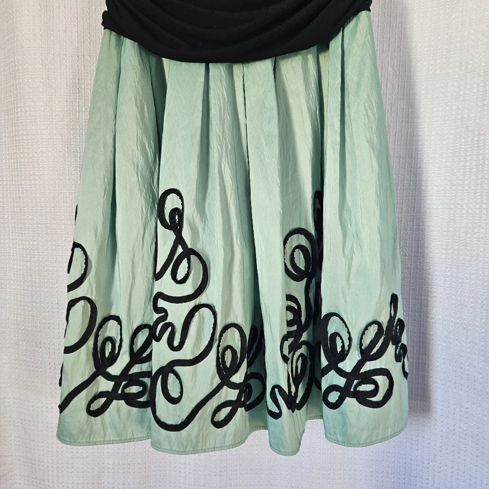 Collection By Dress Barn black & Green  Vneck dress stretch cap sleeve Size 14 - Picture 3 of 10